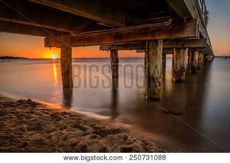 Pier In Frankston, Victoria, Australia At Sunset In The Summer