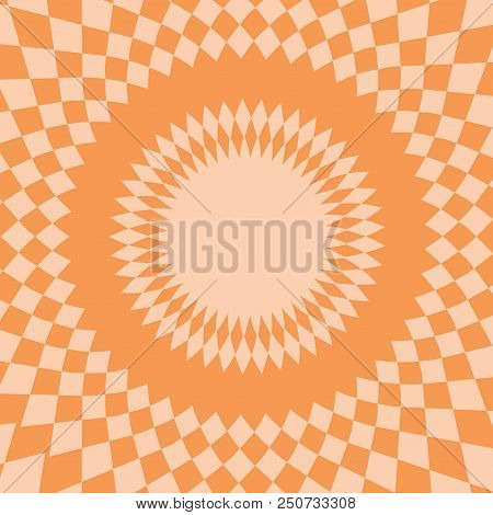 Abstract Pattern Composed Of Geometric Shapes Arranged In A Circle, 70s Style, Round Frame