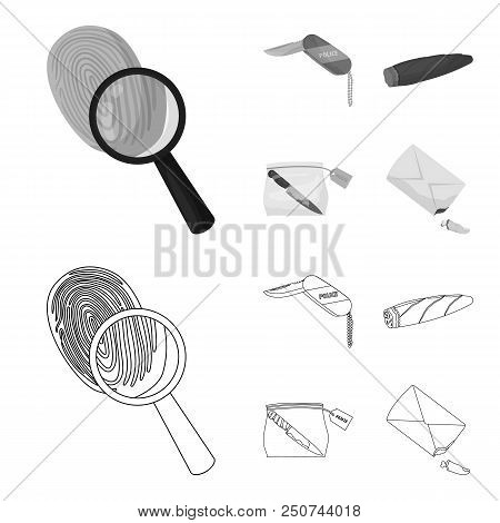 A Fingerprint Study, A Folding Knife, A Cigar Detective, A Crime Weapon Tool In The Package. Crime A