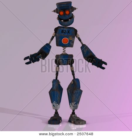 Kreslený Robot s expresivní emocí v obličeji