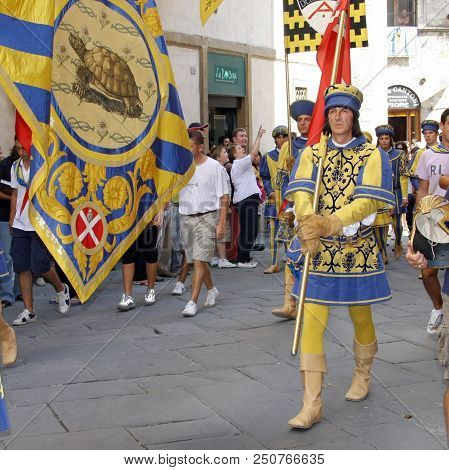 Siena, Italy - August 16, 2008: People Waiting For The Beginning Of The Horse Race