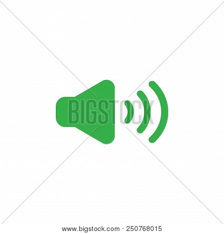 Flat Design Style Vector Illustration Concept Of Green Speaker Sound On Icon On White Background.