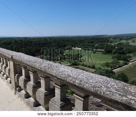 Grignan, France - July 17, 2018: Photography Showing A The Village Of Grignan And Its Surrounding Ar