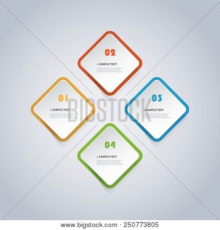 Colorful Modern Paper Cut Style Infographics Design - Set Of Minimalist Numbered Geometric Shapes, R