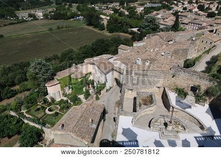 Photography Showing A The Village Of Grignan And Its Surrounding Area. The Photography Was Taken Fro