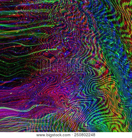Glitch Space Background. Old Tv Screen Error. Digital Pixel Noise Abstract Design. Photo Glitch. Tel