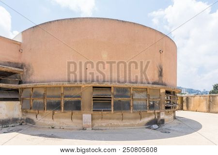 Haifa, Israel - July 20, 2018: Top Section Of The Historic Talpiot Market Building, Built In Interna