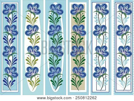 Floral Ornamental Bookmark Retro Folk Petrykiva Style