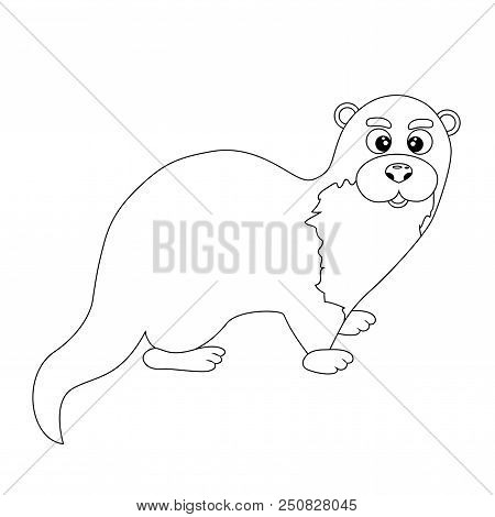 Colorless Funny Cartoon Otter. Vector Illustration. Coloring Page. Preschool Education