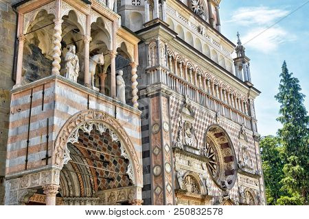Basilica Of Santa Maria Maggiore In Citta Alta In Bergamo, Italy. Ornate Medieval Church In Old Town