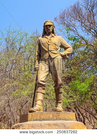Victoria Falls, Zimbabwe - October 4, 2013: Statue Of David Livingstone In Victoria Falls National P