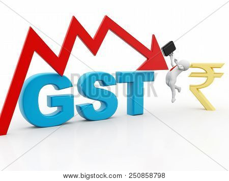 3d Illustration Gst Tax India Concept Isolated In White Background, Gst Tax Hitting The Business Man