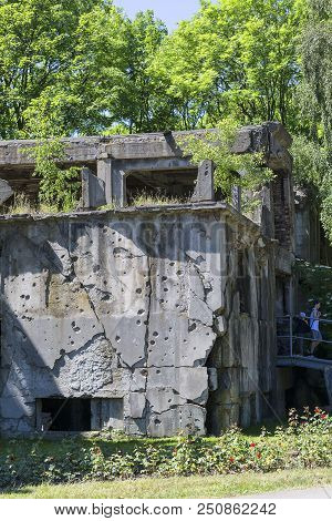 Gdansk - Westerplatte, Poland - June 5, 2018: Barrack Ruins From The Time Of World War Ii
