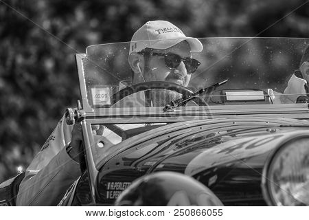 Pesaro Colle San Bartolo , Italy - May 17 - 2018 : Alfa Romeo 6c 1750 Gss	1930 Old Racing Car In Ral