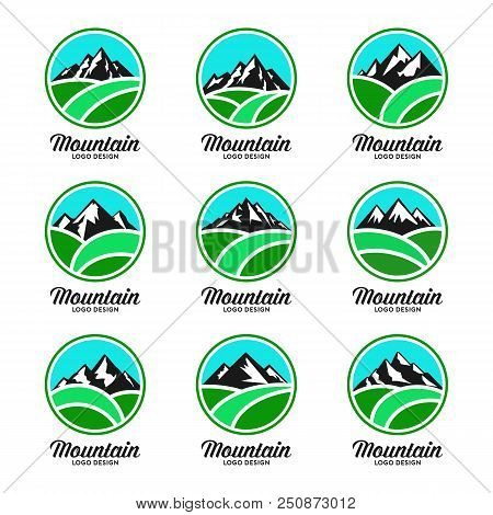 Mountain Landscape Logo Design Vector Set.mountain Logo Template
