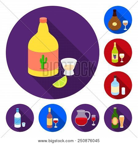 Types Of Alcohol Flat Icons In Set Collection For Design. Alcohol In Bottles Vector Symbol Stock  Il