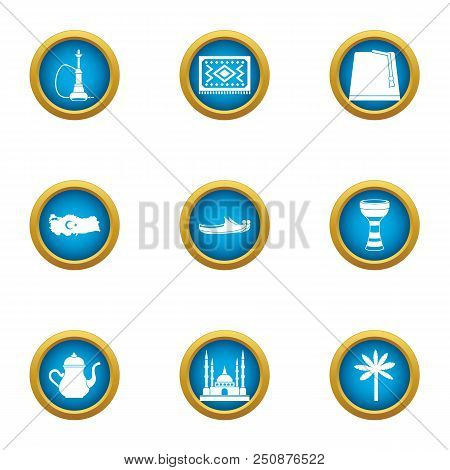Mussulman Icons Set. Flat Set Of 9 Mussulman Vector Icons For Web Isolated On White Background