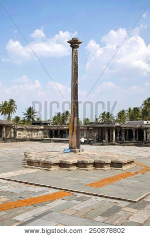 The Lamp Post In The South East Courtyard, Chennakeshava Temple Complex, Belur, Karnataka. It Is Als