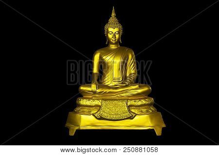 Golden Buddha In The Meditation Posture Is Beautiful.