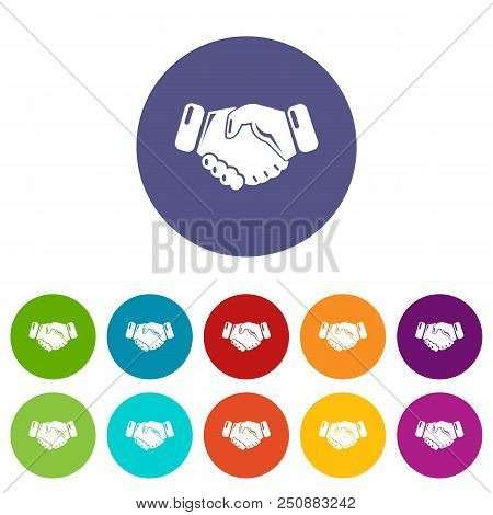 Handshake Ice Hockey Icons Color Set Vector For Any Web Design On White Background