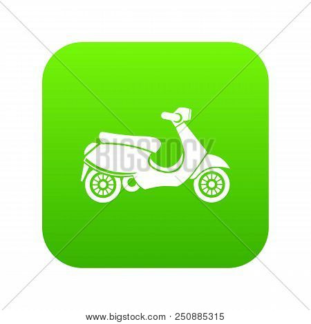 Vespa Scooter Icon Digital Green For Any Design Isolated On White Vector Illustration