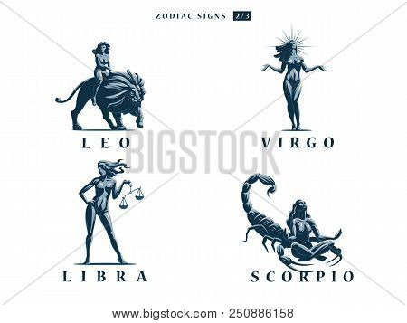 Zodiac Signs. Set Of Vector Emblems. Vector Illustration.