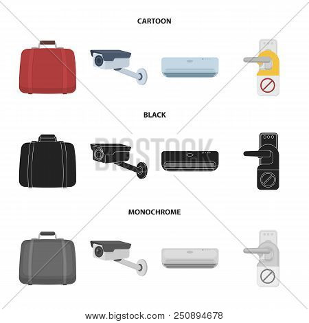 Luggage, Surveillance Camera, Air Conditioning, Do Not Disturb The Sign.hotel Set Collection Icons I