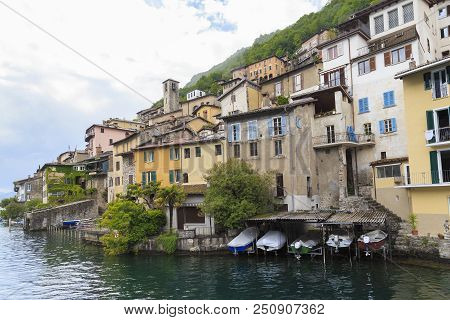 Lugano, Switzerland - May 12, 2018: Gandria Is A City Suburb That Is Located On The Picturesque Slop
