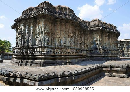 The Compact And Ornate Veeranarayana Temple, Chennakeshava Temple Complex, Belur, Karnataka, India. 