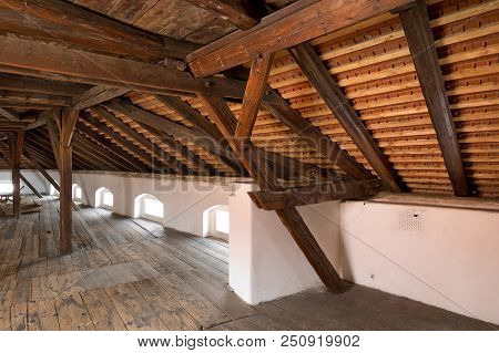 Rafters Of Hop Store House In Zatec Town. Czech Republic.