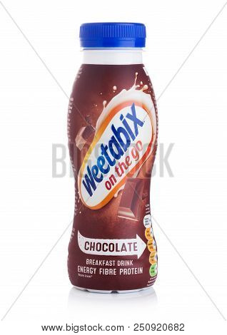 London, Uk - July 29, 2018: Plastic Bottle Of Weetabix Breakfast Drink Energy Fiber Protein With Cho