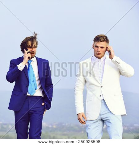 Men Speaking On Phone, Communication And Discussion, Meeting And Partnership, Digial Marketing, Agil