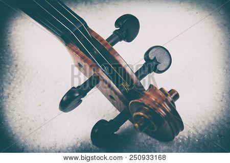 The Abstract Art Design Background Of The Construction Of Violin,scroll,pegbox And Neck,in Dramatic 