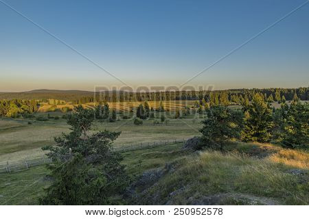 Slavkovsky Les Mountains In Summer Sunny Sunset Evening Near Krizky Area