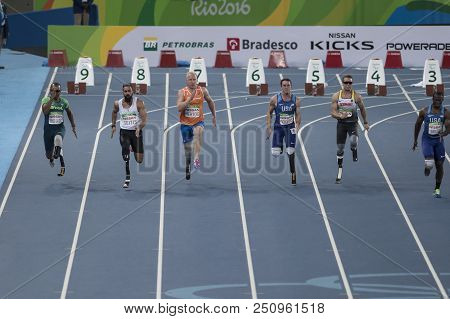Rio, Brazil - September 08, 2016: Seitis Michail (gre) During Men 100m - T44 Round 1, In The Rio 201
