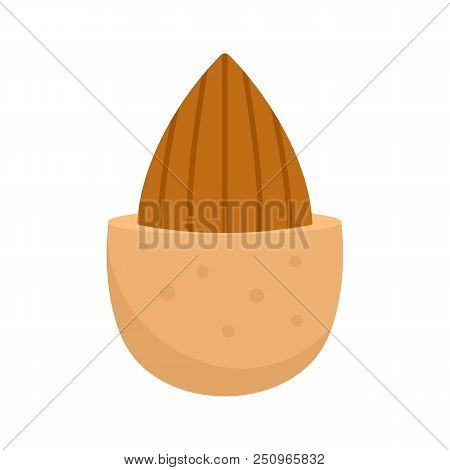 Half Shell Almond Icon. Flat Illustration Of Half Shell Almond Vector Icon For Web Isolated On White
