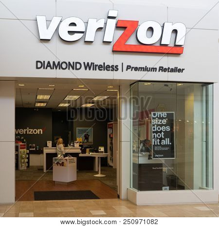 Chandler,Az/USA-7.24.18: Cellco Partnership, doing business as Verizon Wireless, is an American communications company offering wireless products & services. 