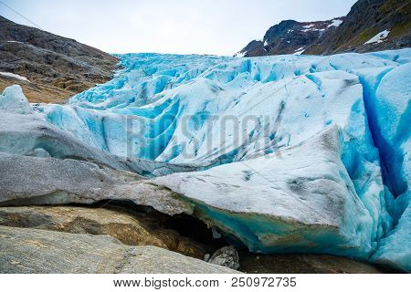 Part Of Blue Svartisen Glacier In Norway