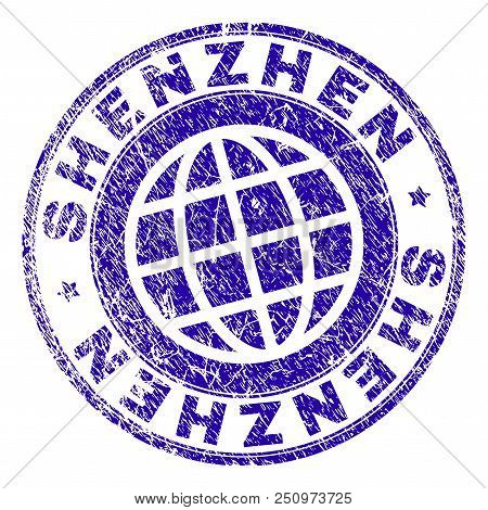 Shenzhen Stamp Imprint With Grunge Effect. Blue Vector Rubber Seal Imprint Of Shenzhen Text With Gru