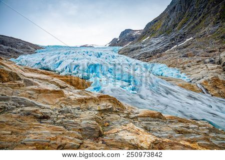 The Blue Svartisen Glacier In North Norway