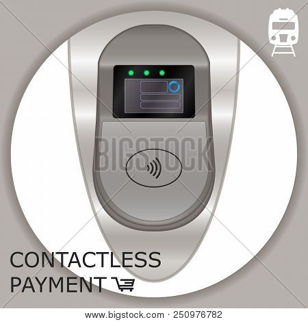 Airport, Metro, Subway Ticket Terminal For Wireless Payments. Rfid. Pay By Card For Transport Paymen