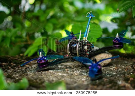 Blue Race Drone For Fpv First Person View For Racing With Quadcopters With Vibrant Colors In Nature 