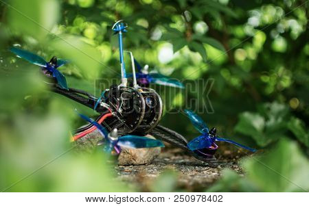 Blue Race Drone For Fpv First Person View For Racing With Quadcopters With Vibrant Colors In Nature 