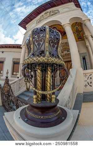 Bucharest, Romania - July 17, 2018:detail Of Buildings In The Internal Court Of The Romanian Orthodo