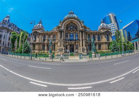 Bucharest, Romania-july 16, 2018: Cec Bank Is A State-owned Romanian Banking Institution Built On Ca