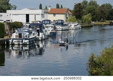Beccles, Suffolk, Uk, July 2018 - Boats On The River Waveney, Beccles, Suffolk, Uk