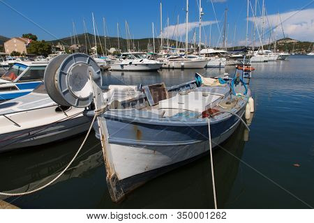 Village with harbor Macinaggio on French island Corsica