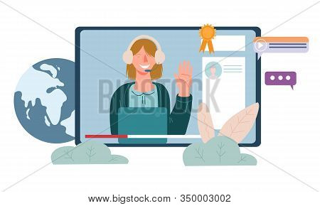 Webinar, Online School, Training Or Web Conference. Advanced Internet Technology.
