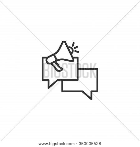 Speech Bubble With Megaphone Icon In Flat Style. Dialogue Box Vector Illustration On White Isolated 