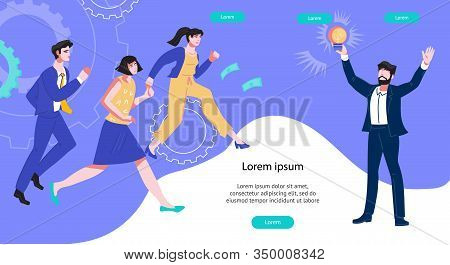 Investment In Bright Ideas And Advanced Technology Banner Template With Business People.